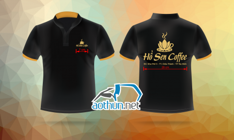 May áo thun đồng phục cổ tàu mẫu đẹp giá tốt cho Quán Hồ Sen Cofee tại Tây Ninh