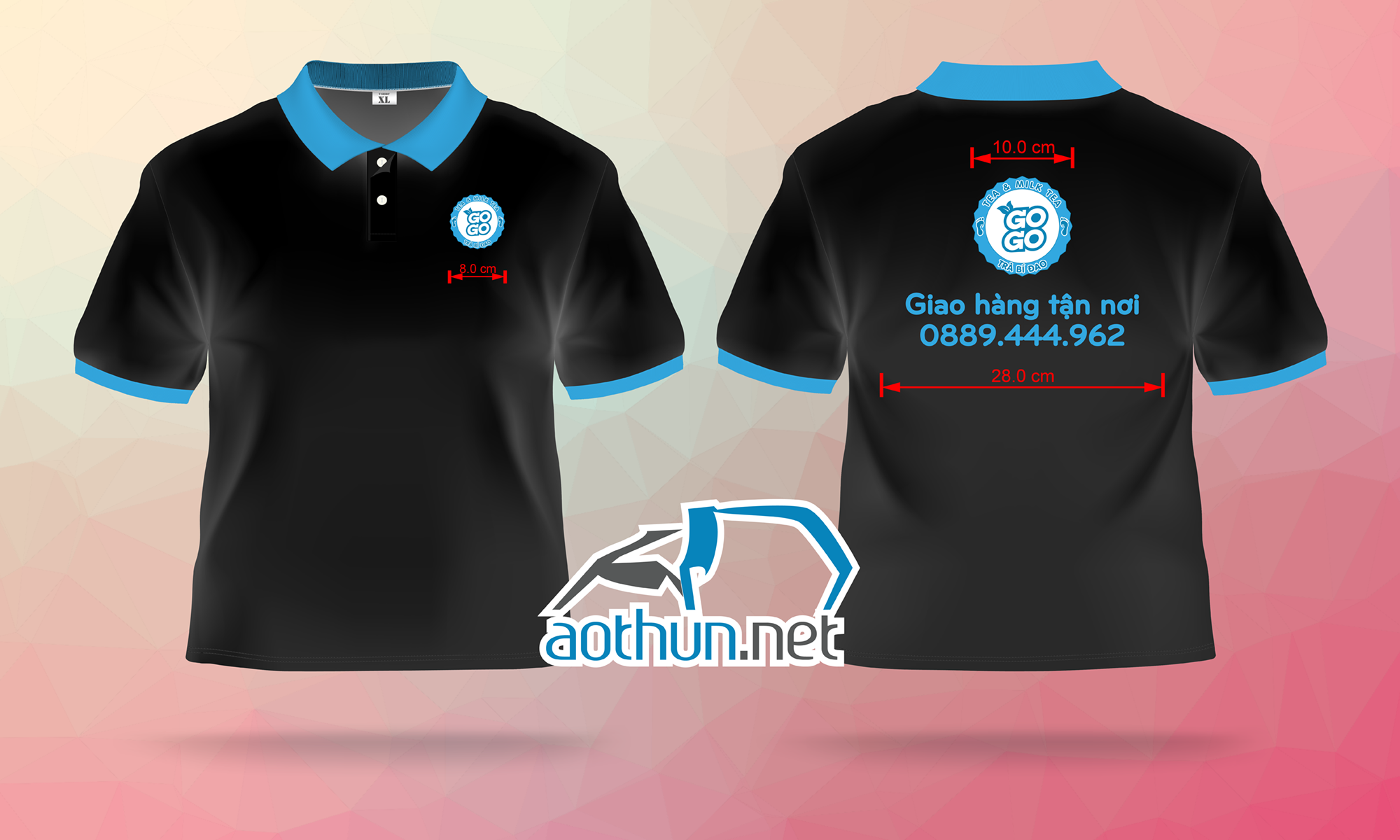 May đồng phục áo thun nhân viên nhanh cho quán trà sữa GoGo | aothun.net
