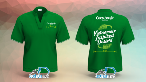 Áo thun cổ tàu trụ V Quán Chè CocoLeaf tại Mỹ