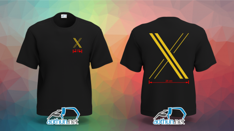 Áo thun đồng phục với biểu tượng X ở quận 8