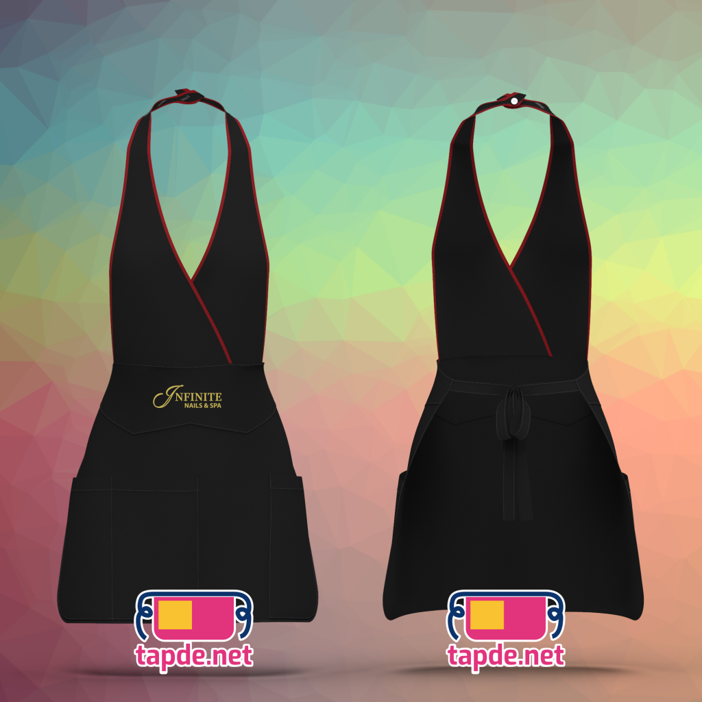 Tạp dề yếm đeo cổ màu đen Infinite Nail Spa